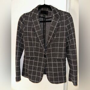 Banana Republic Blazer 0 Petite Gray Windowpane Plaid